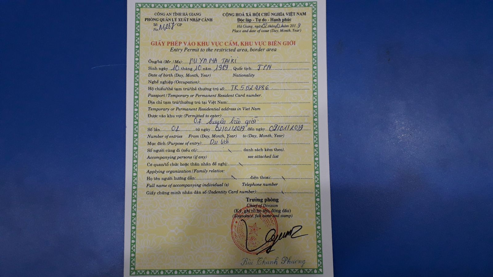 Permit to visit Ha Giang