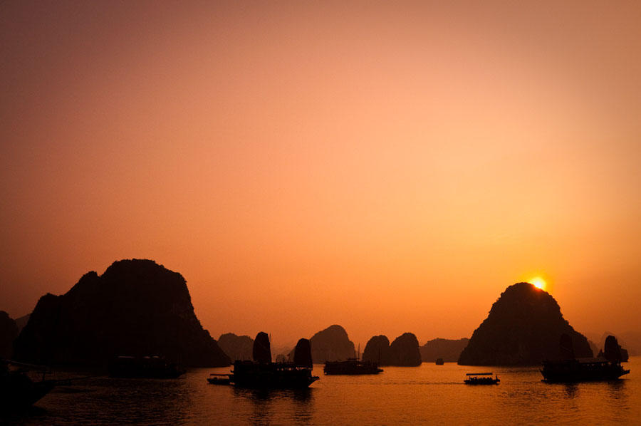 Halong bay at sunset