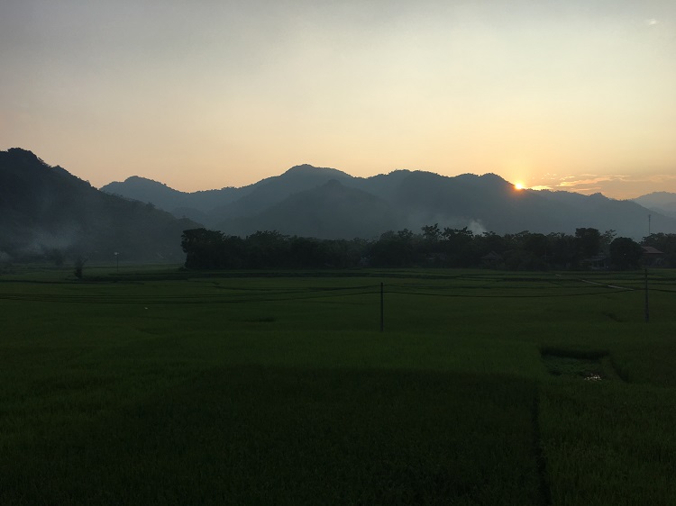 Sun setting in Mai Chau valley