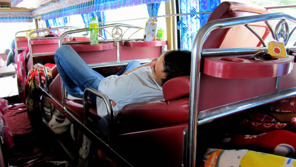 Sleeing bus on long journey