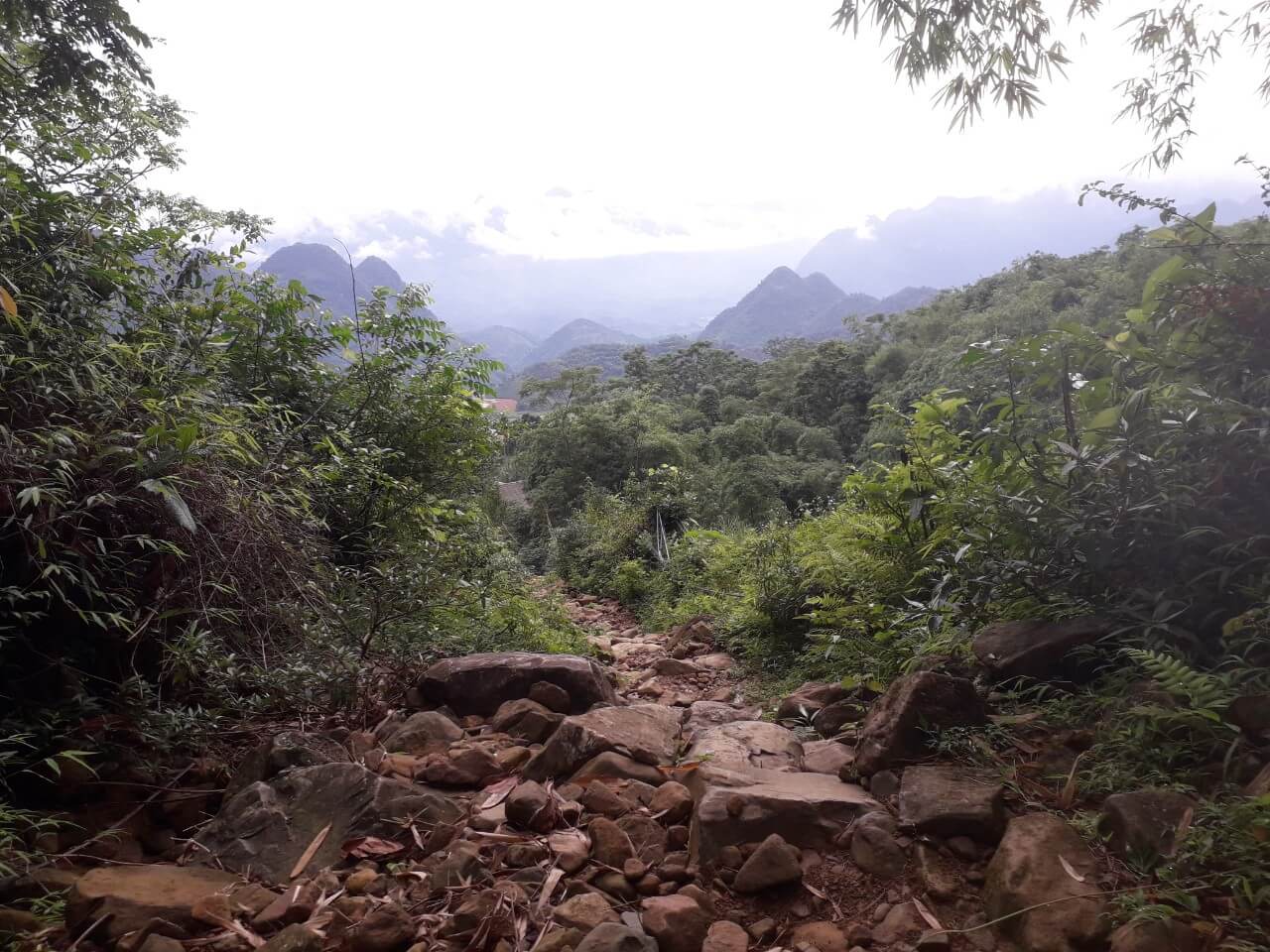 Trails to hike up with stones