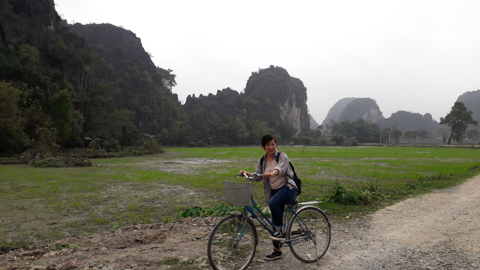Biking along Tam Coc area