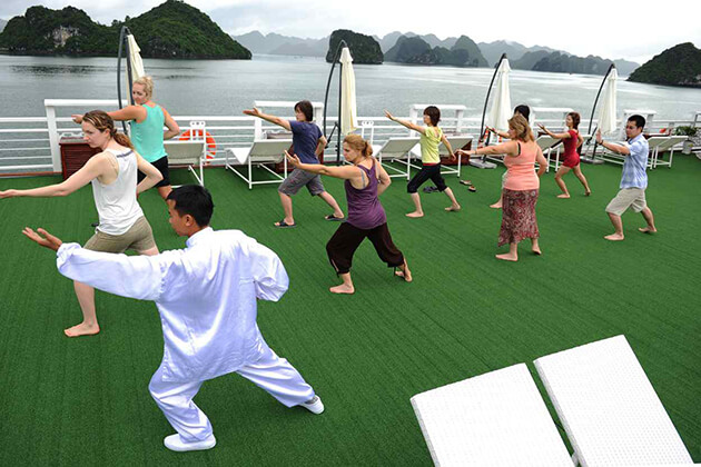 Tai Chi in Halong bay
